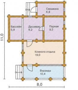 План парной с бассейном