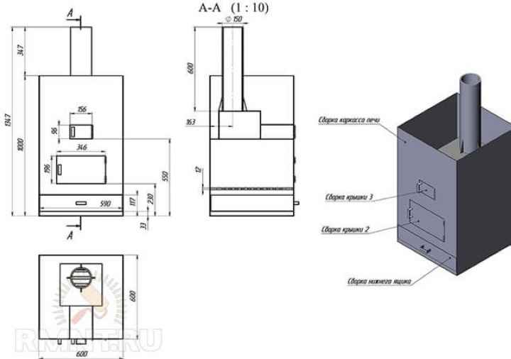 Самодельные печи для бани из металла чертежи