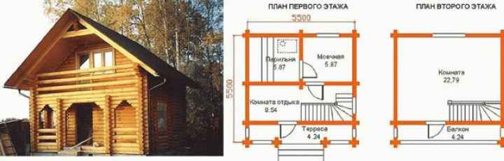 баня из бруса со вторым этажом