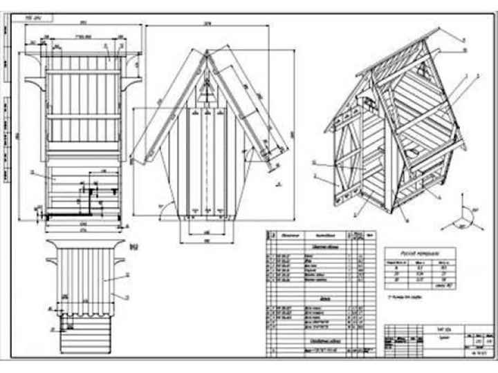 Чертежи дачного деревянного туалета теремок для строительства своими руками: фото проектов с размерами