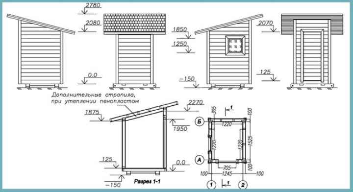 Чертежи дачного деревянного туалета теремок для строительства своими руками: фото проектов с размерами
