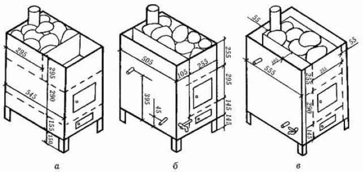 Схема печи для бани из металла