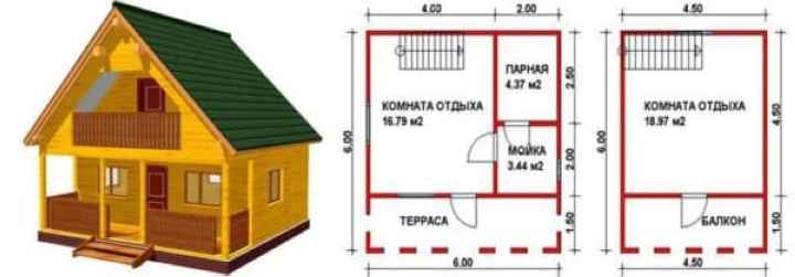 Проект дома бани 6х6