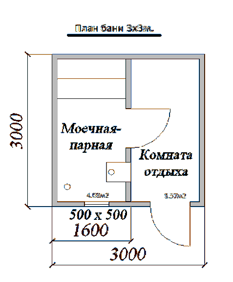 Баня размером 3 на 3: фото планировок