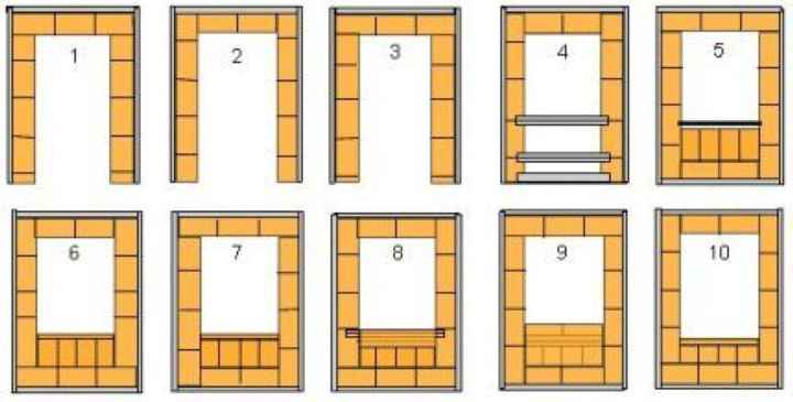Схема порядовок 10 первых рядов кладки печки