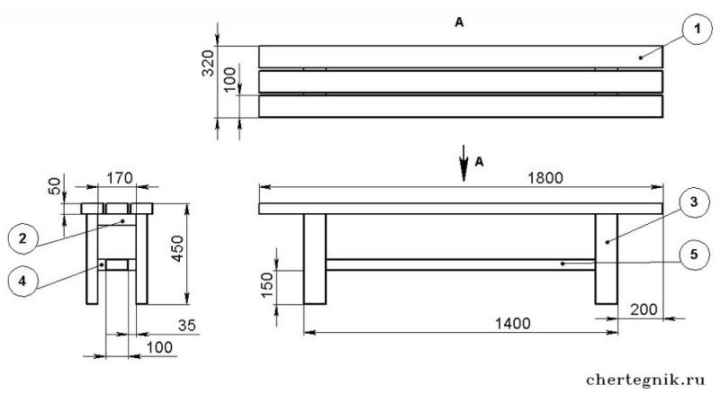 Скамейка для бани своими руками: чертеж