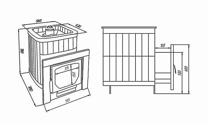 Чертеж печи-каменки