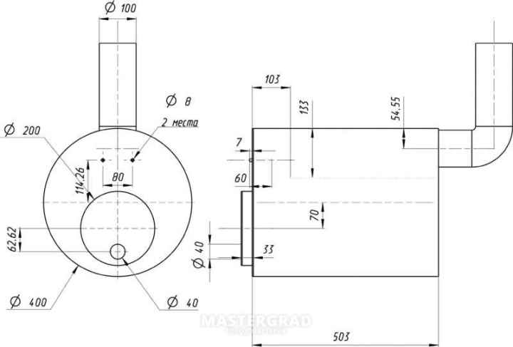 Чертеж для булерьян из газового баллона