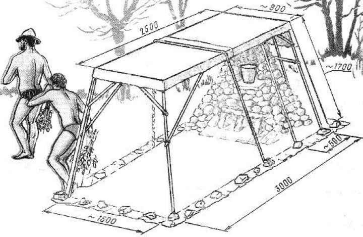 Мобильная походная баня с каркасом