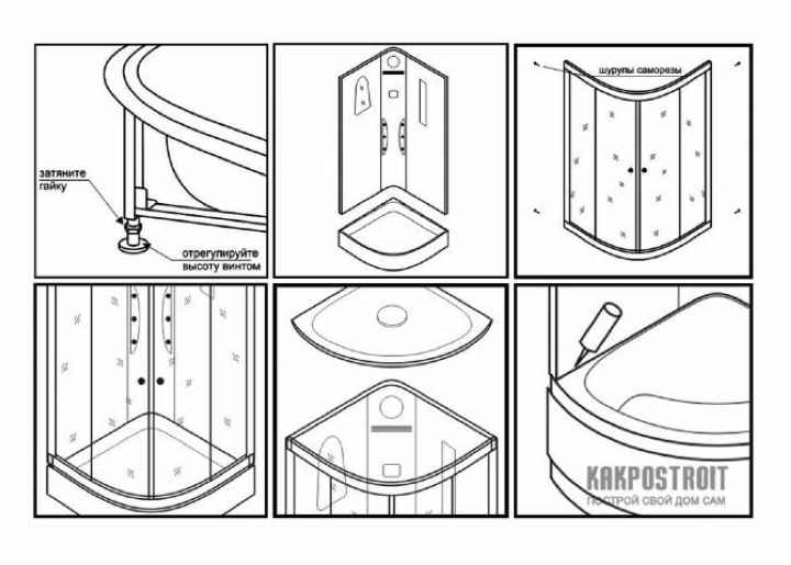 Сборка и установка душевых кабин самостоятельно: инструкция