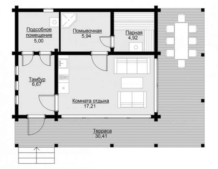 Оптимальный размер бани, парилки или сауны на 4 человек