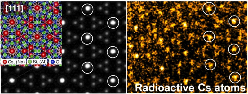 Изображения атомов радиоактивного цезия, впервые зафиксированные в образцах окружающей среды из Фукусимы
